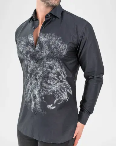 Maceoo Men's Fibonacci Cotton Lion Chalk Sport Shirt | Thumbnail 6 Maceoo Men's Fibonacci Cotton Lion Chalk Sport Shirt | Thumbnail 6