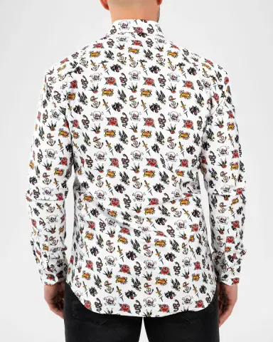 Maceoo Men's Fibonacci Tattoo-Print Cotton Sport Shirt | Thumbnail 2 Maceoo Men's Fibonacci Tattoo-Print Cotton Sport Shirt | Thumbnail 2