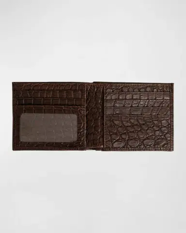 Abas Men's Matte Alligator Leather Bifold Wallet w/ ID Window | Thumbnail 2 Abas Men's Matte Alligator Leather Bifold Wallet w/ ID Window | Thumbnail 2