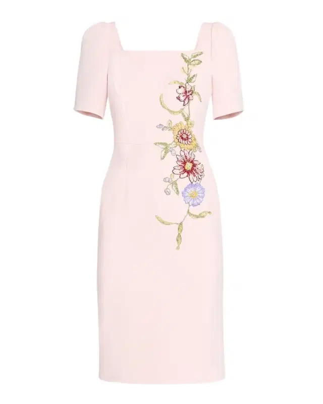 Rickie Freeman for Teri Jon Floral Applique Stretch Crepe Dress