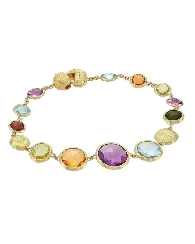 Jaipur 18K Yellow Gold Gemstone Graduated Bracelet, 7.25"L