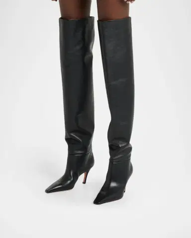 Amina Muaddi 80mm Jamie Leather Thigh-High Boots | Thumbnail 2 Amina Muaddi 80mm Jamie Leather Thigh-High Boots | Thumbnail 2