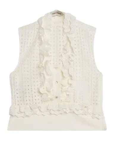 Alberta Ferretti Eyelet Embroidered Ruffle Sleeveless Top | Thumbnail 1 Alberta Ferretti Eyelet Embroidered Ruffle Sleeveless Top | Thumbnail 1