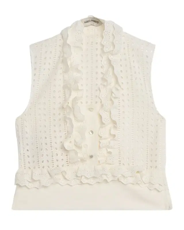 Eyelet Embroidered Ruffle Sleeveless Top