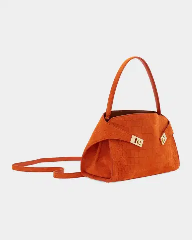 Ferragamo Hug Soft Suede Alligator-Effect Shoulder Bag | Thumbnail 2 Ferragamo Hug Soft Suede Alligator-Effect Shoulder Bag | Thumbnail 2
