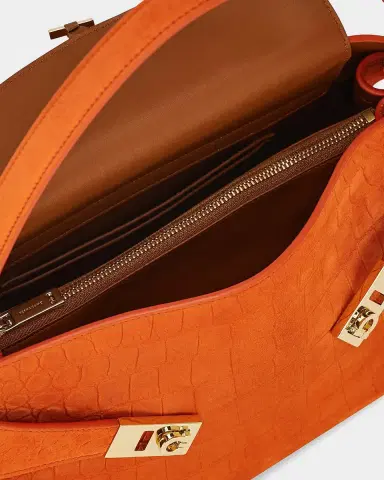 Ferragamo Hug Soft Suede Alligator-Effect Shoulder Bag | Thumbnail 3 Ferragamo Hug Soft Suede Alligator-Effect Shoulder Bag | Thumbnail 3