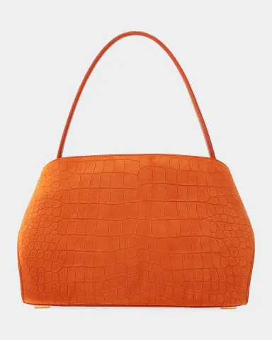 Ferragamo Hug Soft Suede Alligator-Effect Shoulder Bag | Thumbnail 6 Ferragamo Hug Soft Suede Alligator-Effect Shoulder Bag | Thumbnail 6