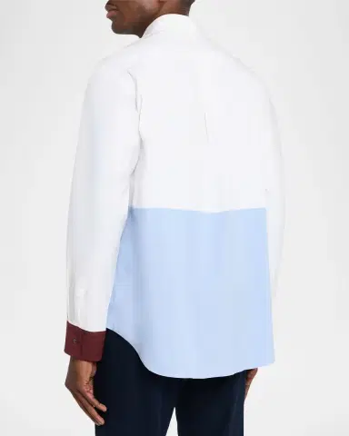 Ferragamo Men's Color-Block Cotton and Nylon Stretch Sport Shirt | Thumbnail 3 Ferragamo Men's Color-Block Cotton and Nylon Stretch Sport Shirt | Thumbnail 3