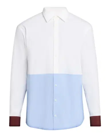 Ferragamo Men's Color-Block Cotton and Nylon Stretch Sport Shirt | Thumbnail 1 Ferragamo Men's Color-Block Cotton and Nylon Stretch Sport Shirt | Thumbnail 1
