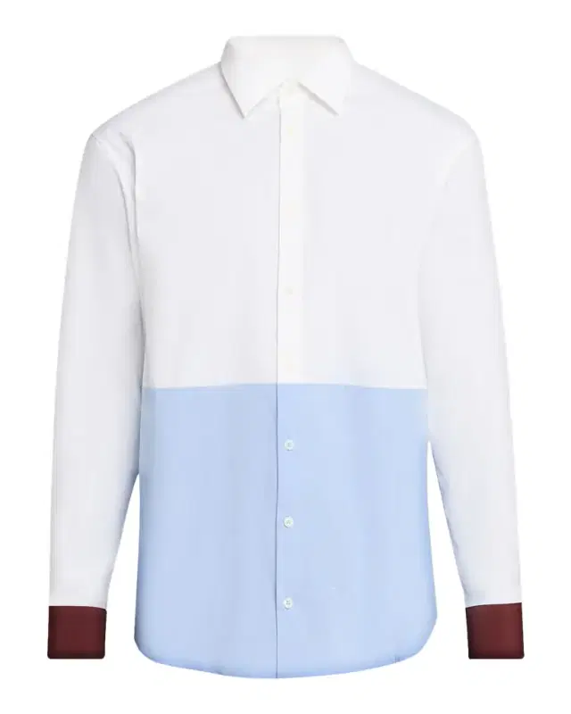 Ferragamo Men 's Color-Block Cotton and Nylon Stretch Sport Shirt