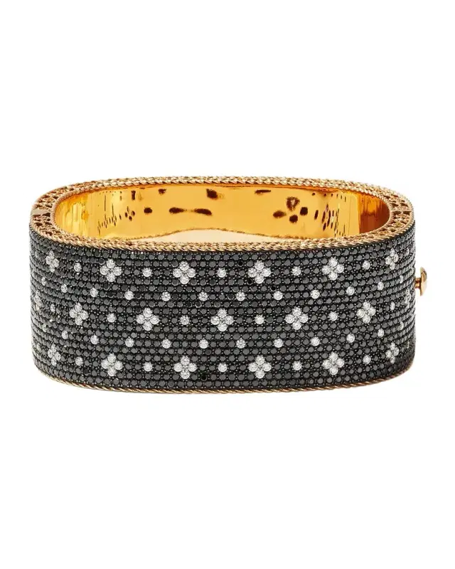 18K Rose Gold Black & White Diamond Bangle