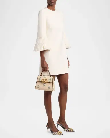 Valentino Garavani Small Floral-Embroidered Woven Flax Top-Handle Bag | Thumbnail 4 Valentino Garavani Small Floral-Embroidered Woven Flax Top-Handle Bag | Thumbnail 4