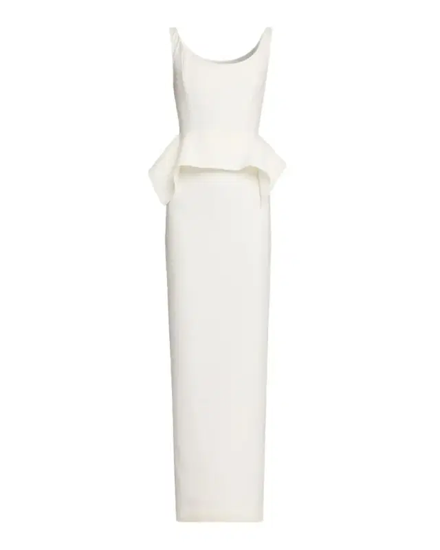 Wide-Neck Peplum Column Gown