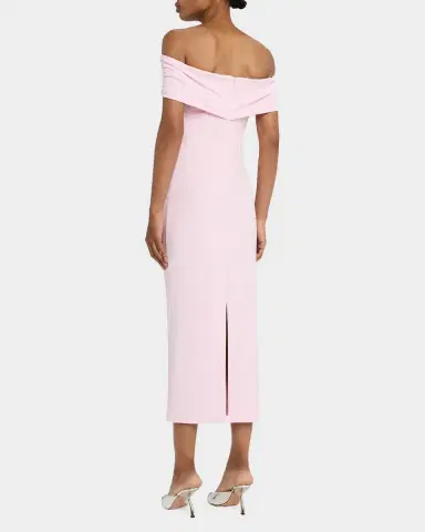 Roland Mouret Off-The-Shoulder Flower Jersey Midi Dress | Thumbnail 3