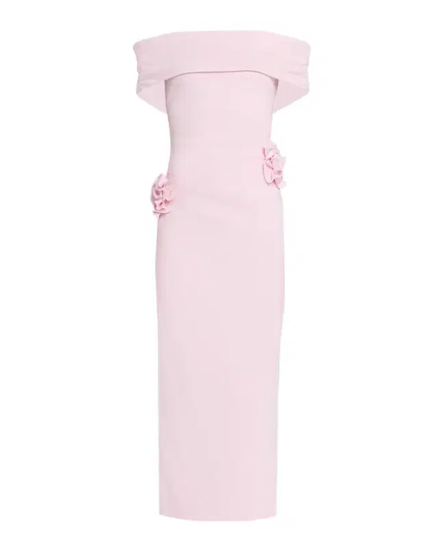 Roland Mouret Off-The-Shoulder Flower Jersey Midi Dress
