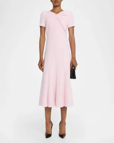 Roland Mouret Twist Draped Short-Sleeve Midi Dress | Thumbnail 2 Roland Mouret Twist Draped Short-Sleeve Midi Dress | Thumbnail 2
