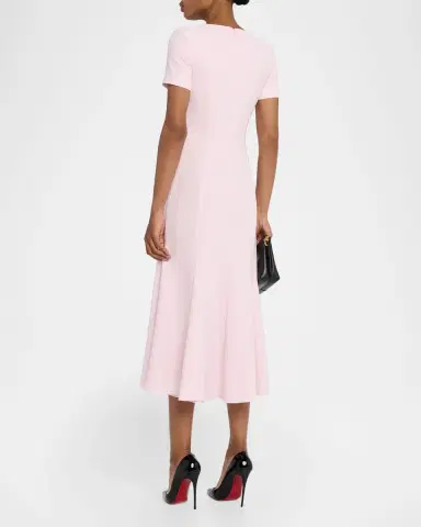 Roland Mouret Twist Draped Short-Sleeve Midi Dress | Thumbnail 3 Roland Mouret Twist Draped Short-Sleeve Midi Dress | Thumbnail 3