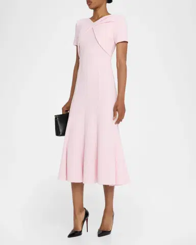 Roland Mouret Twist Draped Short-Sleeve Midi Dress | Thumbnail 4 Roland Mouret Twist Draped Short-Sleeve Midi Dress | Thumbnail 4