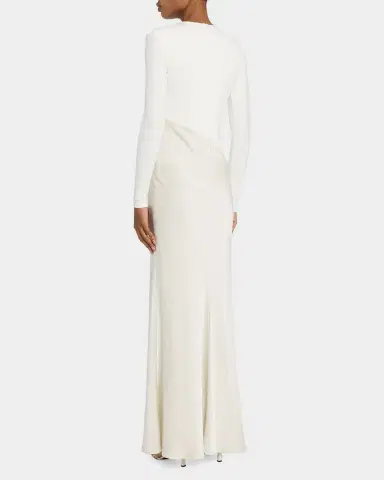 Roland Mouret Asymmetric Mixed-Media Long-Sleeve Gown | Thumbnail 2 Roland Mouret Asymmetric Mixed-Media Long-Sleeve Gown | Thumbnail 2