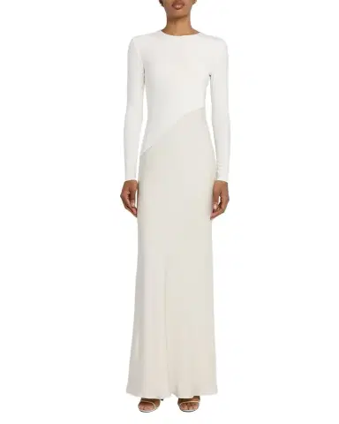 Roland Mouret Asymmetric Mixed-Media Long-Sleeve Gown | Thumbnail 1 Roland Mouret Asymmetric Mixed-Media Long-Sleeve Gown | Thumbnail 1