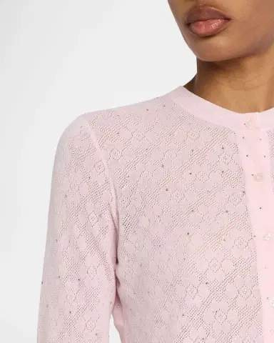 AREA Embellished Girly Flower Pointelle Knit Cardigan | Thumbnail 5 AREA Embellished Girly Flower Pointelle Knit Cardigan | Thumbnail 5