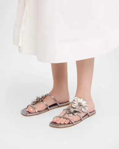 Zimmermann Belara Metallic Leather Flat Slide Sandals | Thumbnail 2 Zimmermann Belara Metallic Leather Flat Slide Sandals | Thumbnail 2