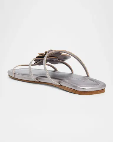 Zimmermann Belara Metallic Leather Flat Slide Sandals | Thumbnail 4 Zimmermann Belara Metallic Leather Flat Slide Sandals | Thumbnail 4