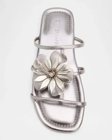 Zimmermann Belara Metallic Leather Flat Slide Sandals | Thumbnail 6 Zimmermann Belara Metallic Leather Flat Slide Sandals | Thumbnail 6