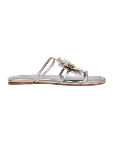 Zimmermann Belara Metallic Leather Flat Slide Sandals | Thumbnail 1 Zimmermann Belara Metallic Leather Flat Slide Sandals | Thumbnail 1