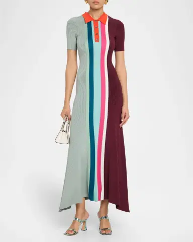 Christopher John Rogers Bowling Colorblock Knit Midi Polo Dress | Thumbnail 2 Christopher John Rogers Bowling Colorblock Knit Midi Polo Dress | Thumbnail 2