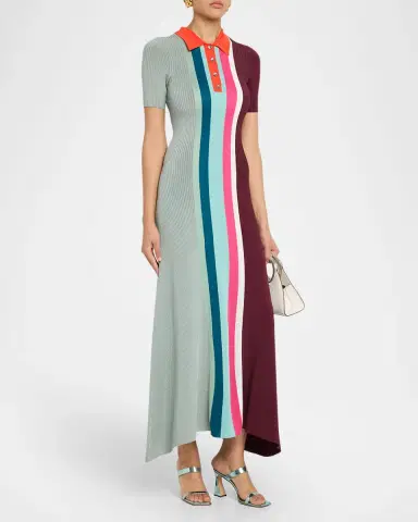 Christopher John Rogers Bowling Colorblock Knit Midi Polo Dress | Thumbnail 4 Christopher John Rogers Bowling Colorblock Knit Midi Polo Dress | Thumbnail 4