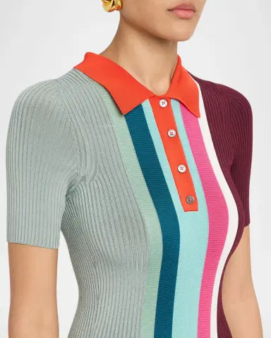 Christopher John Rogers Bowling Colorblock Knit Midi Polo Dress | Thumbnail 5 Christopher John Rogers Bowling Colorblock Knit Midi Polo Dress | Thumbnail 5