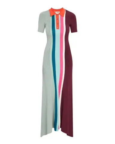 Christopher John Rogers Bowling Colorblock Knit Midi Polo Dress | Thumbnail 1 Christopher John Rogers Bowling Colorblock Knit Midi Polo Dress | Thumbnail 1