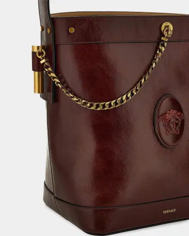 Versace Pivot Large Leather Bucket Bag with Chain | Thumbnail 3 Versace Pivot Large Leather Bucket Bag with Chain | Thumbnail 3