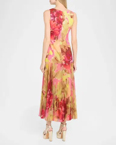Badgley Mischka Floral-Print Drop Waist Midi Dress | Thumbnail 2 Badgley Mischka Floral-Print Drop Waist Midi Dress | Thumbnail 2