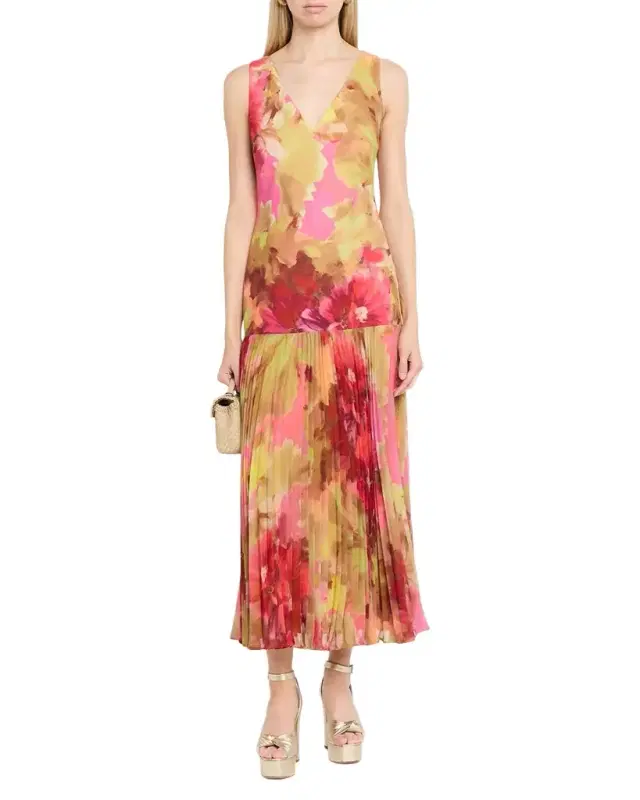 Floral-Print Drop Waist Midi Dress