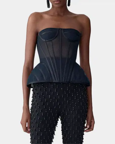 Carolina Herrera Strapless Exaggerated Peplum Bustier Top | Thumbnail 4