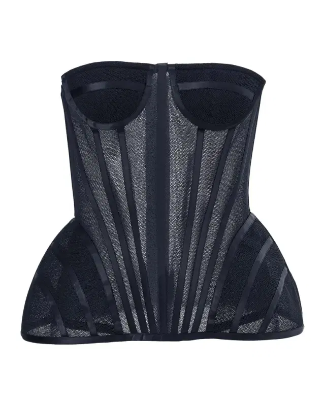 Strapless Exaggerated Peplum Bustier Top