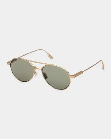 Zegna Men's Double-Bridge Titanium Round Sunglasses | Thumbnail 2 Zegna Men's Double-Bridge Titanium Round Sunglasses | Thumbnail 2