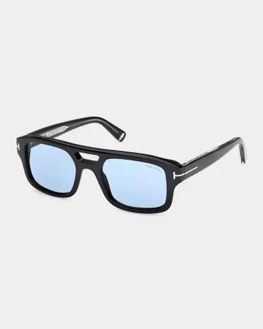 Tom Ford Men's Icon Double-Bridge Acetate Rectangle Sunglasses | Thumbnail 3 Tom Ford Men's Icon Double-Bridge Acetate Rectangle Sunglasses | Thumbnail 3