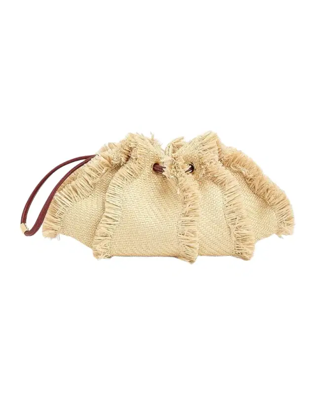 Ulla Johnson Adria Small Fringed Raffia-Effect Crossbody Bag