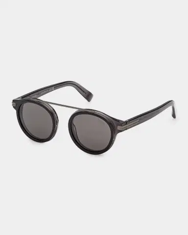 Zegna Men's Top-Bar Acetate Round Sunglasses | Thumbnail 2 Zegna Men's Top-Bar Acetate Round Sunglasses | Thumbnail 2