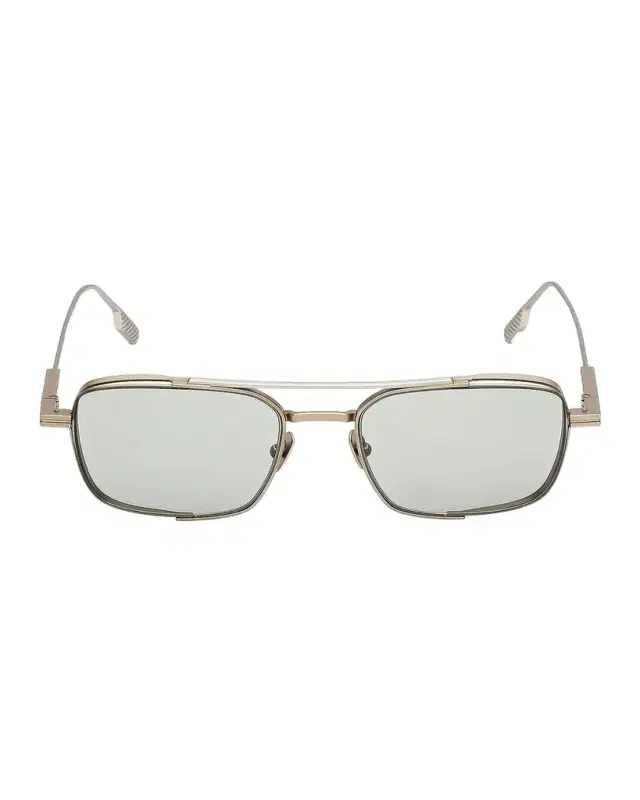 Men's Double-Bridge Titanium Rectangle Sunglasses
