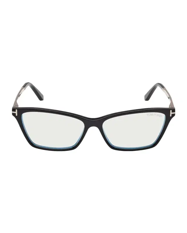 TOM FORD 56MM Blue Block Rectangular Eyeglasses