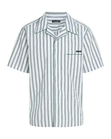 Dolce & Gabbana Men's Poplin Multi-Stripe Pocket Short-Sleeve Shirt | Thumbnail 1 Dolce & Gabbana Men's Poplin Multi-Stripe Pocket Short-Sleeve Shirt | Thumbnail 1