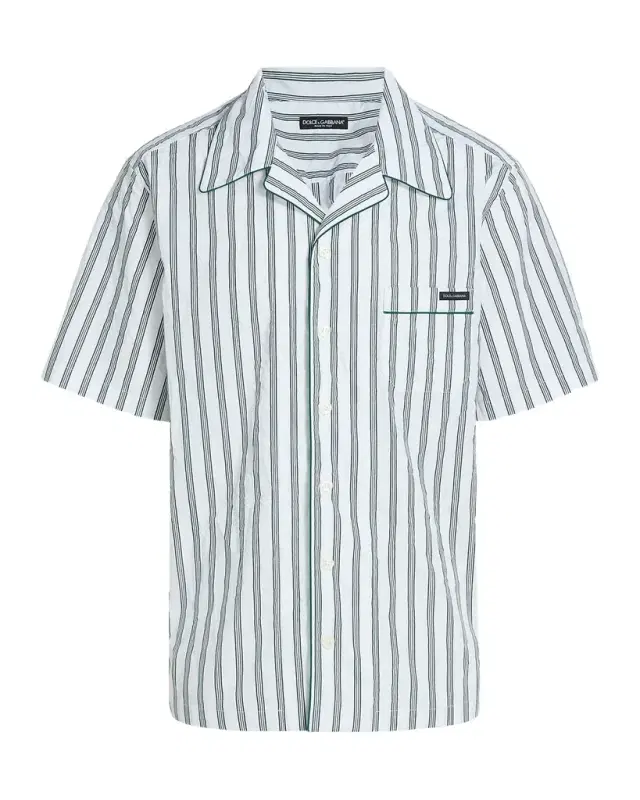 Dolce & Gabbana Men 's Poplin Multi-Stripe Pocket Short-Sleeve Shirt
