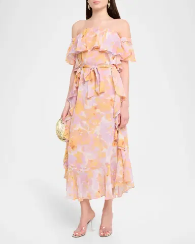 MISA Los Angeles Carla Floral Off-Shoulder Maxi Dress | Thumbnail 4