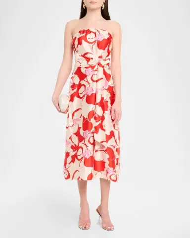 Misa Los Angeles Damalis Strapless Satin Midi Dress | Thumbnail 2 Misa Los Angeles Damalis Strapless Satin Midi Dress | Thumbnail 2
