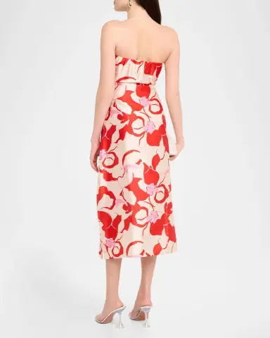 Misa Los Angeles Damalis Strapless Satin Midi Dress | Thumbnail 3 Misa Los Angeles Damalis Strapless Satin Midi Dress | Thumbnail 3
