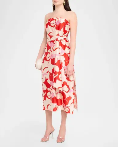 Misa Los Angeles Damalis Strapless Satin Midi Dress | Thumbnail 4 Misa Los Angeles Damalis Strapless Satin Midi Dress | Thumbnail 4